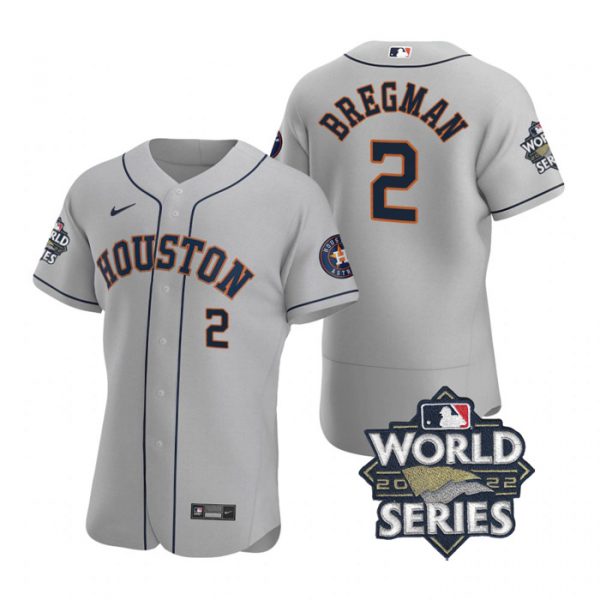 Astros 2 Alex Bregman Gray Nike 2022 World Series Flexbase Jersey->nfl m&n throwback->NFL Jersey